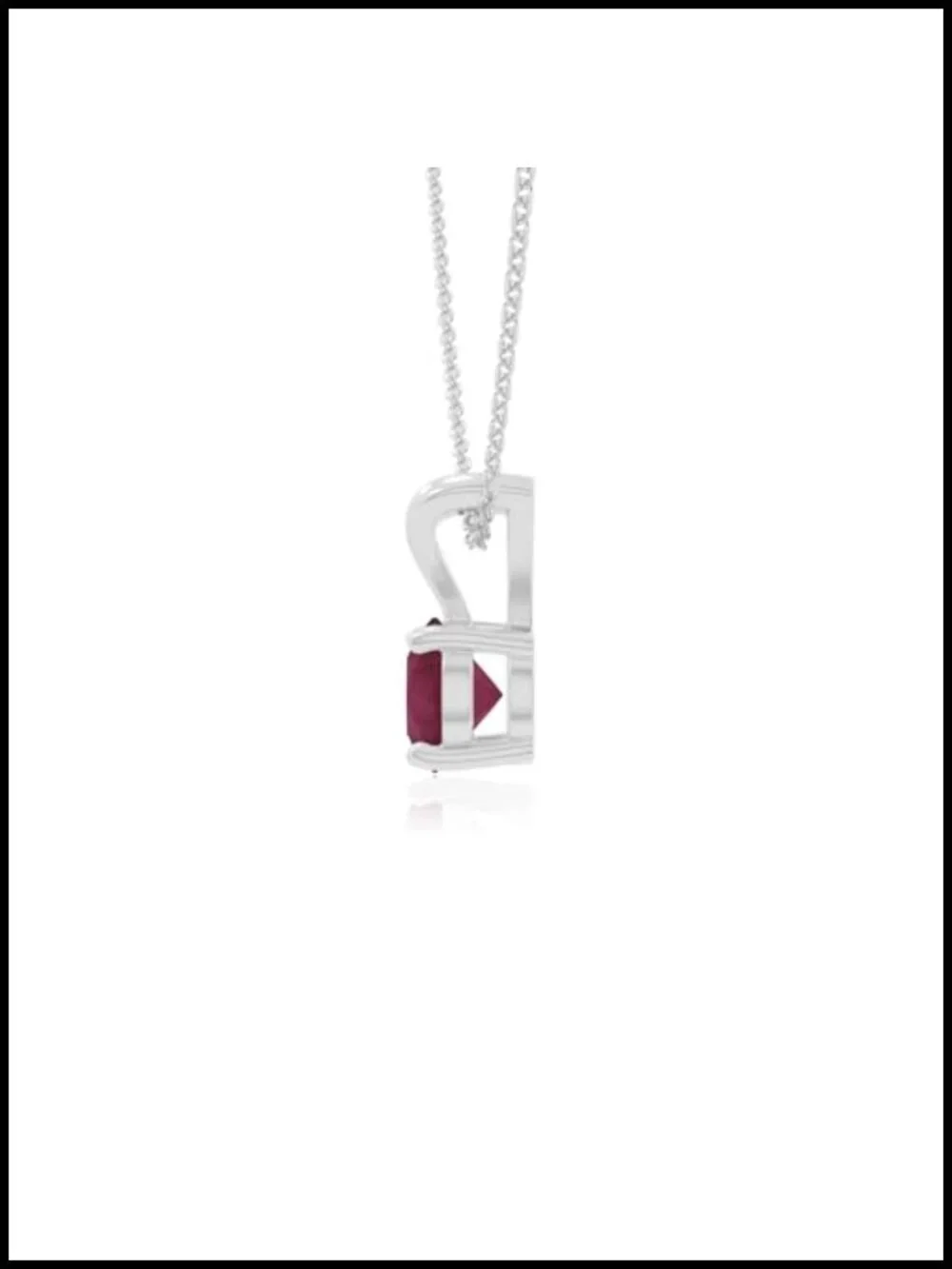 Round Ruby Pendant Necklace, Sterling Silver Gold Vermeil, V-Bale Solitaire